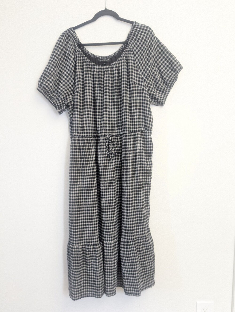 Lane Bryant Perfect Sleeve Tiered Midi Dress Black White Gingham Size 22 - Picture 4 of 10